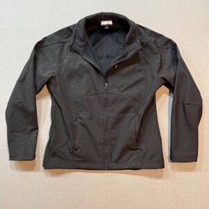 Double Diamond Softshell Black Embossed Floral Fleece‎ Lined Jacket Women L